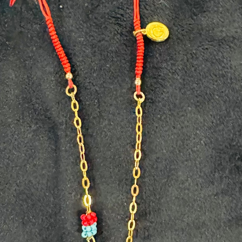 St. Benedict Key Pendant Necklace – Red Cord & Gold Chain - Picture 2 of 5